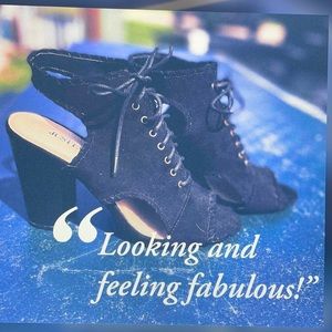 Black block bootie heels - size 9 (9.5)